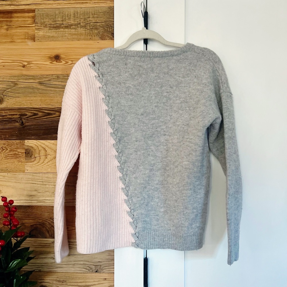 Tabula Rasa Grey And Pink Dante Color-Block Wool Sweater - Picture 5 of 5